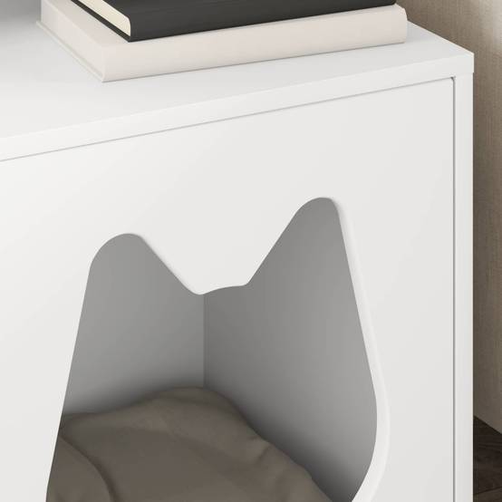 Maison pour chat bois d'ingénierie blanc 42.5 x 40 x 53.5 cm - PANGIVO - Image 4