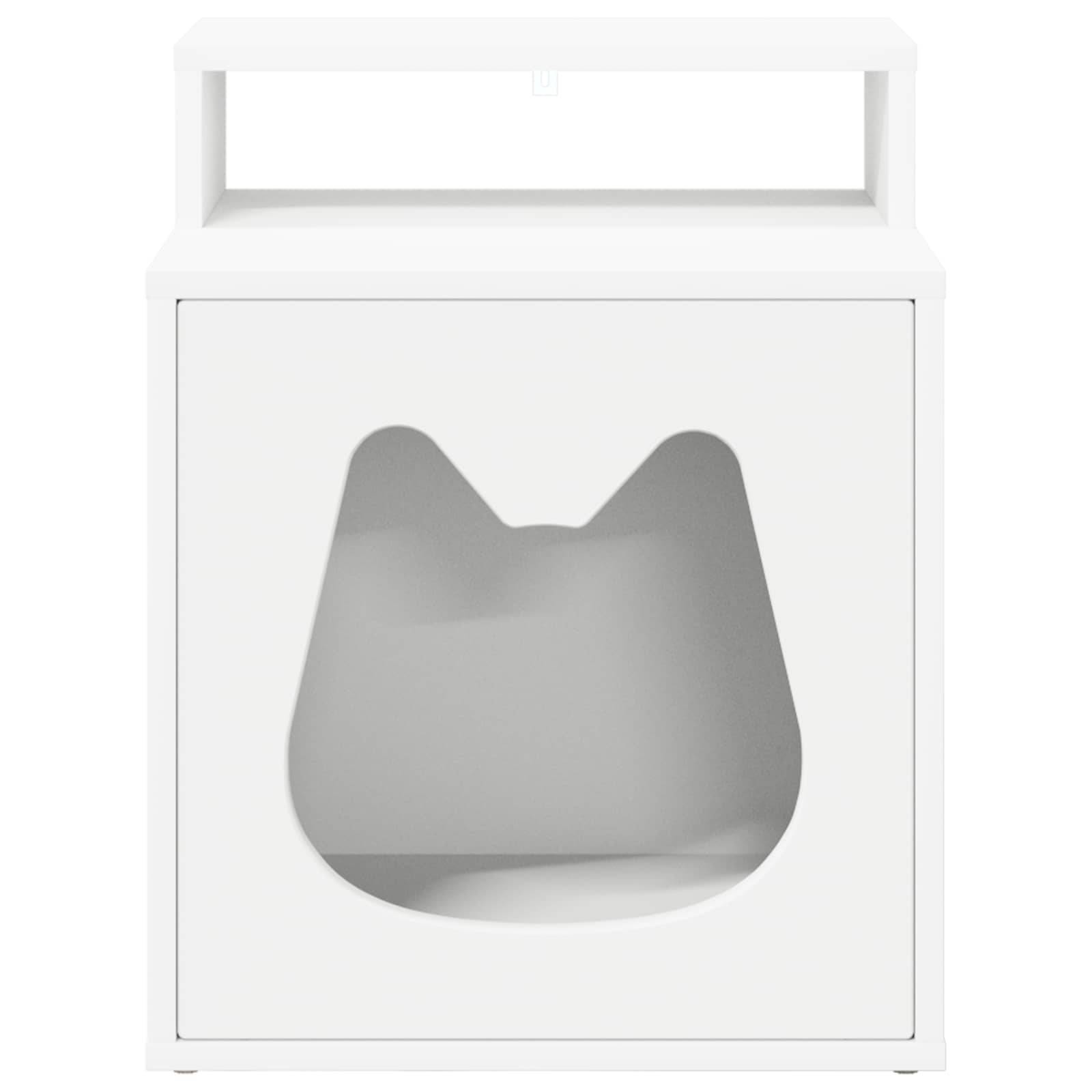 Maison pour chat bois d'ingénierie blanc 42.5 x 40 x 53.5 cm - PANGIVO - Image 5