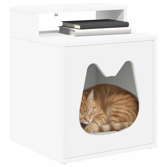Maison pour chat bois d'ingénierie blanc 42.5 x 40 x 53.5 cm - PANGIVO - Image 3