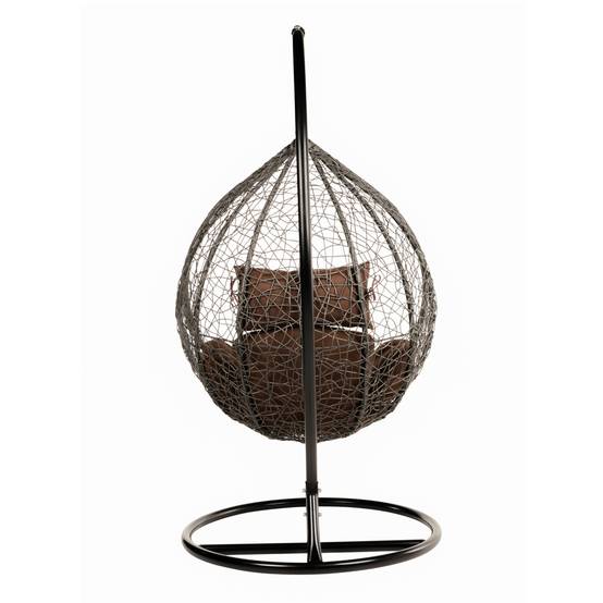 Fauteuil suspendu en polyrotin avec housse de pluie HOME DELUXE CIELO - gris/marron (ensemble complet avec housse de pluie) - Image 9