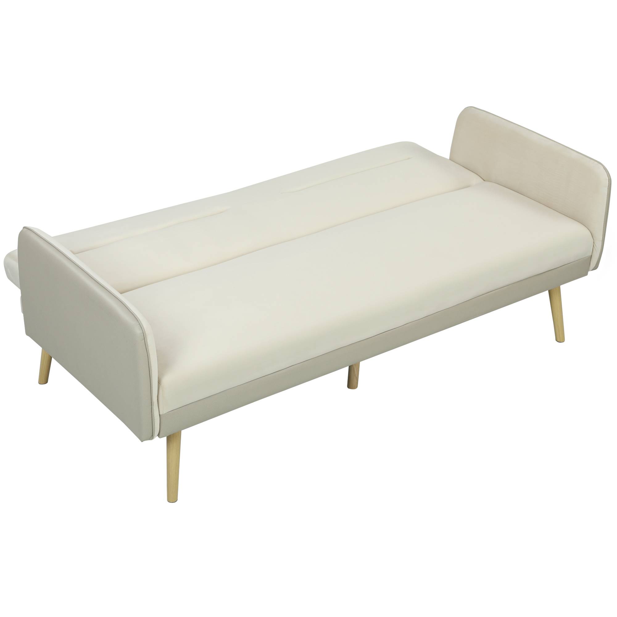 Canapé convertible 3 places 3 en 1, canapé-lit clic-clac, dossier réglable, assise rembourrée, 185 x 84 x 83 cm, beige - Image 2