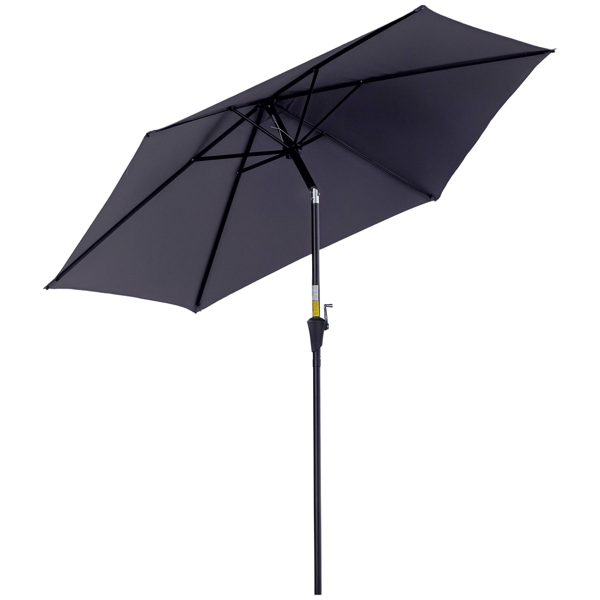 Parasol de jardin en aluminium gris, Ø 260 x 235 cm, inclinable, avec manivelle et 6 baleines métalliques, idéal pour terrasse et balcon. - Image 1