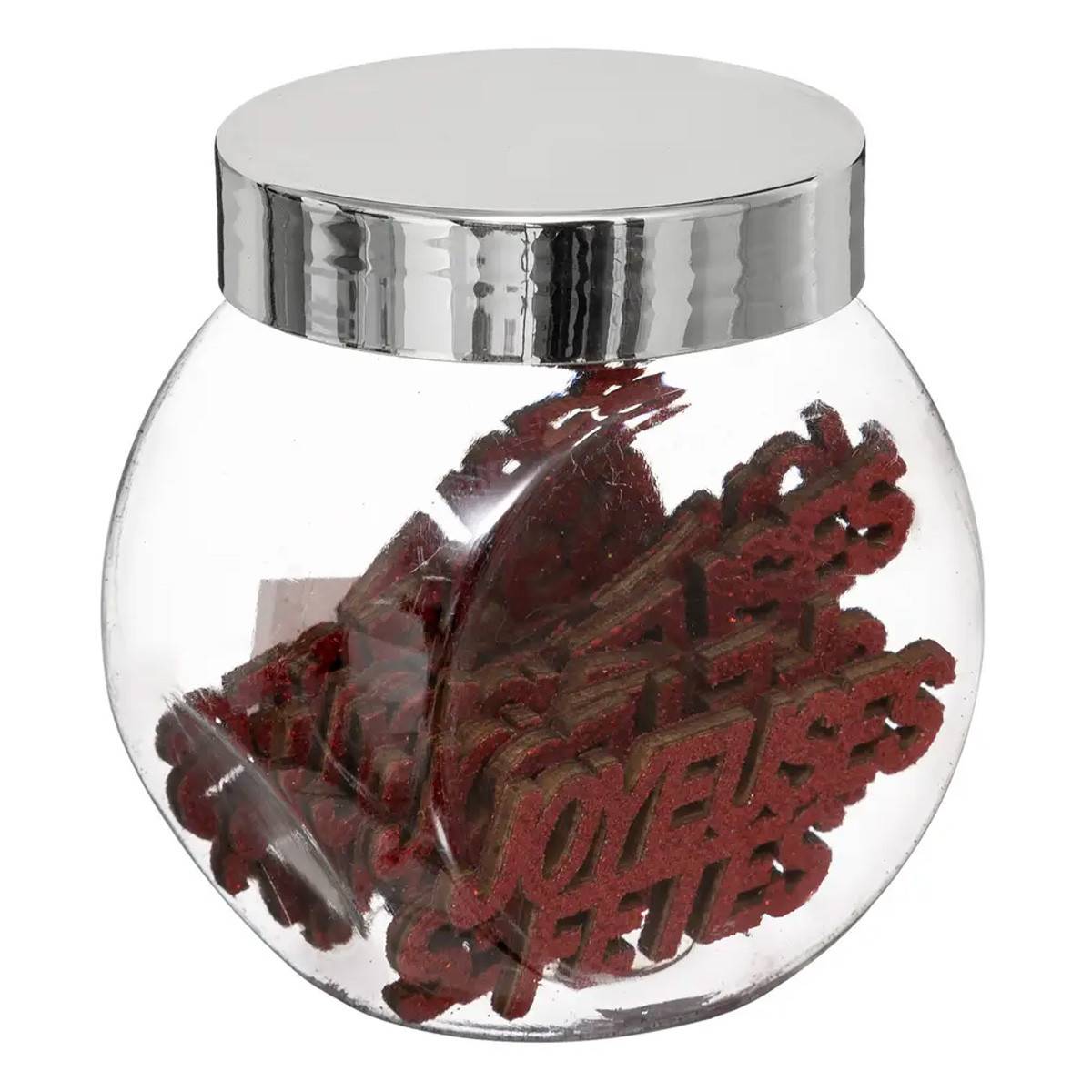 Atmosphera - Lot de 12 Mots Joyeux Noël "Bocal" 7cm Rouge