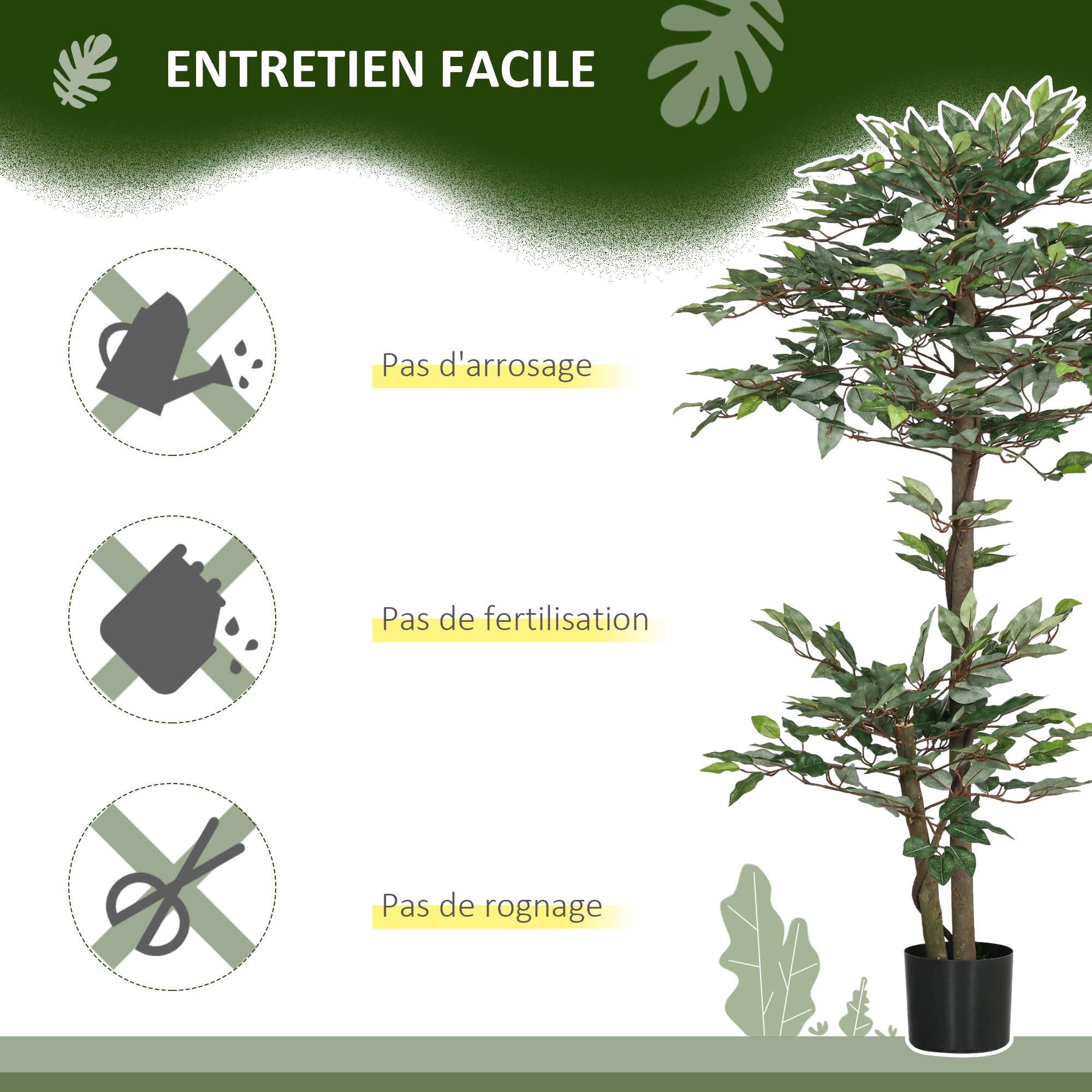 Arbre Artificiel Plante Artificiel ficus Hauteur 1,5 m Tronc Branches Liane Lichen Feuilles Grand réalisme Pot Inclus - Image 8