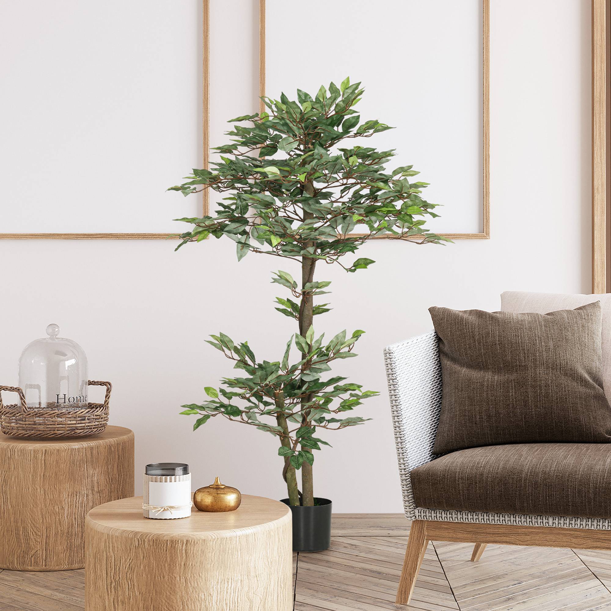 Arbre Artificiel Plante Artificiel ficus Hauteur 1,5 m Tronc Branches Liane Lichen Feuilles Grand réalisme Pot Inclus - Image 6