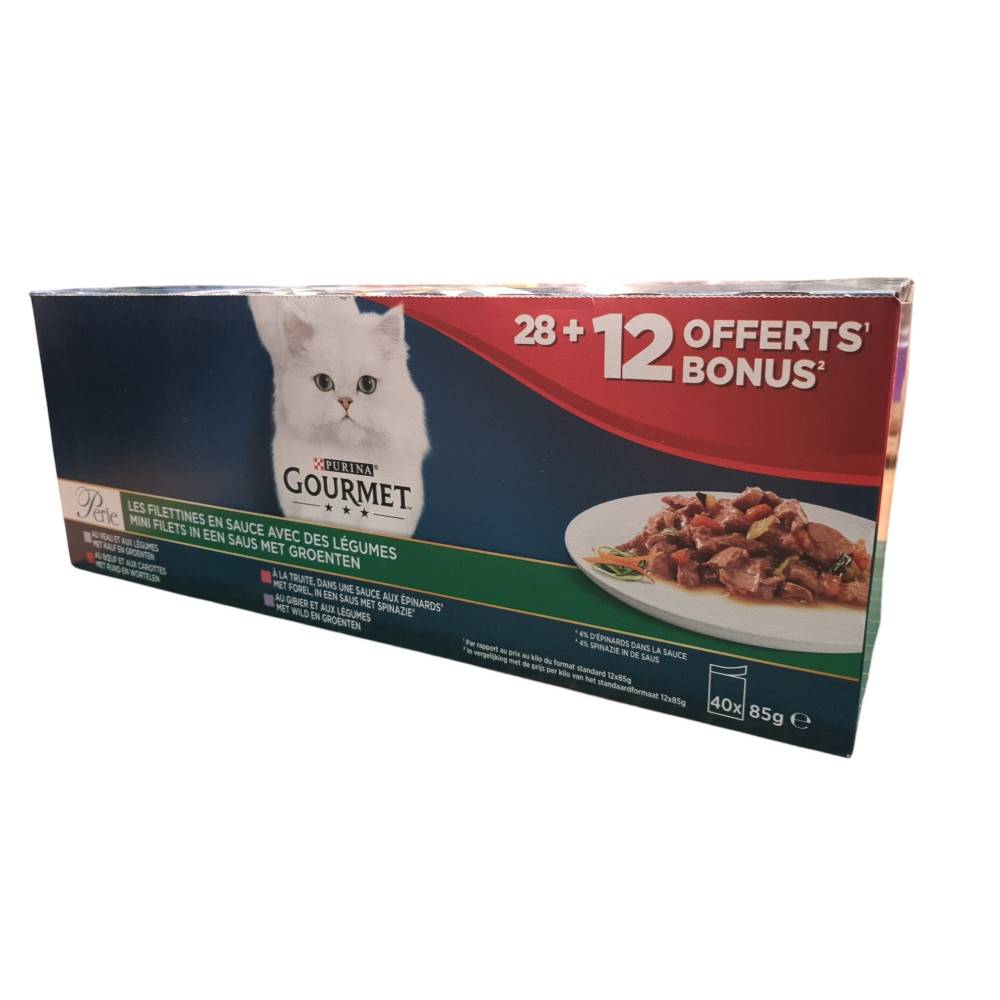 Purina - Pâté pour chat adulte filettines avec légumes 40 sachets Gourmet