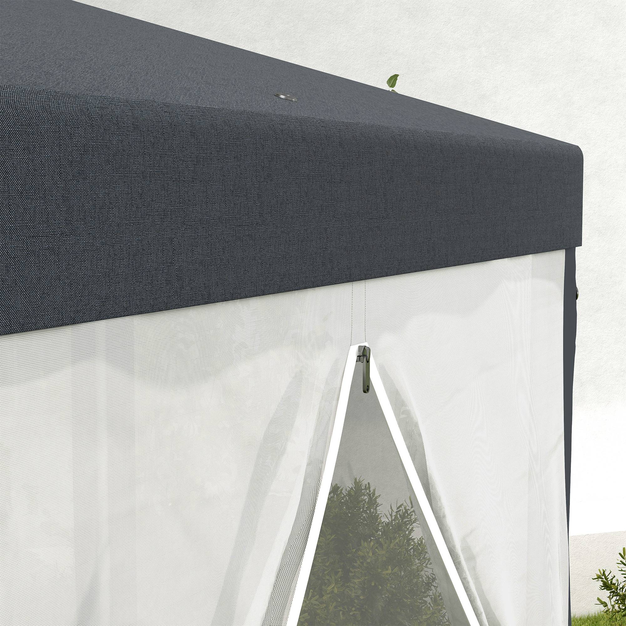 Tonnelle hexagonale polyester métal pour jardin avec moustiquaire 394x341cm gris foncé - ComfortXL Outdoor Living - Image 8