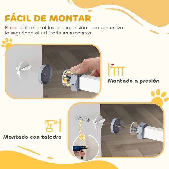 Barrière de sécurité extensible avec petite porte à fermeture automatique et double système de verrouillage 74-80 x 76,2 cm Blanc - Image 10