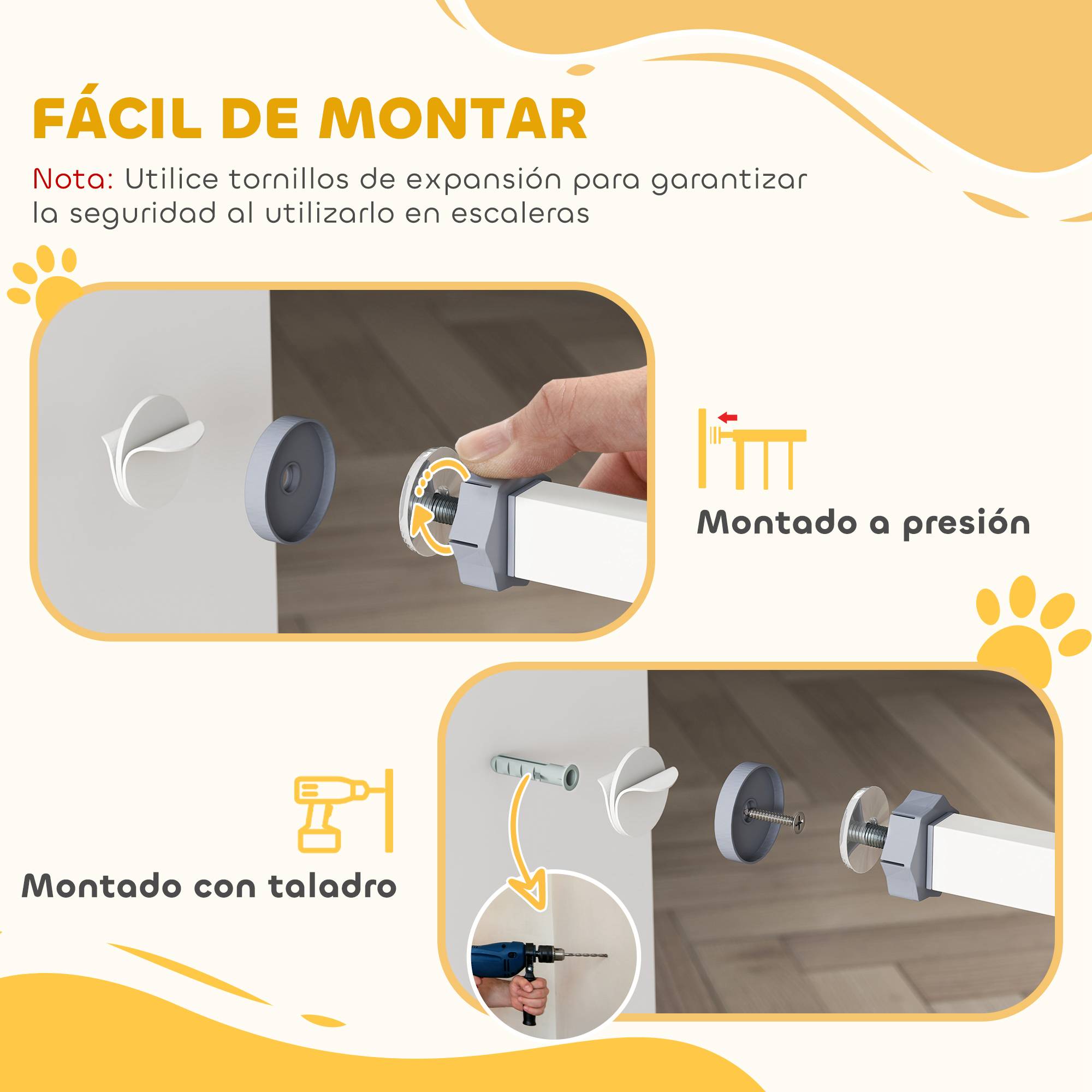 Barrière de sécurité extensible avec petite porte à fermeture automatique et double système de verrouillage 74-80 x 76,2 cm Blanc - Image 10