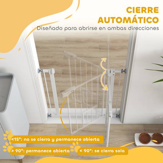 Barrière de sécurité extensible avec petite porte à fermeture automatique et double système de verrouillage 74-80 x 76,2 cm Blanc - Image 7