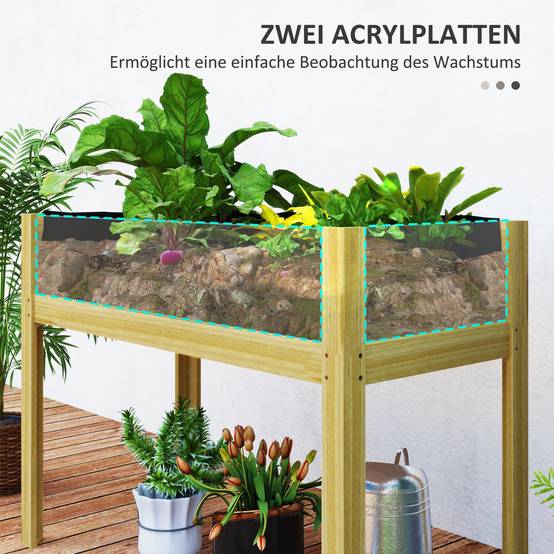 Carré potager sur pied bois naturel 110 x 50 x 80 cm - PANGIVO - Image 7