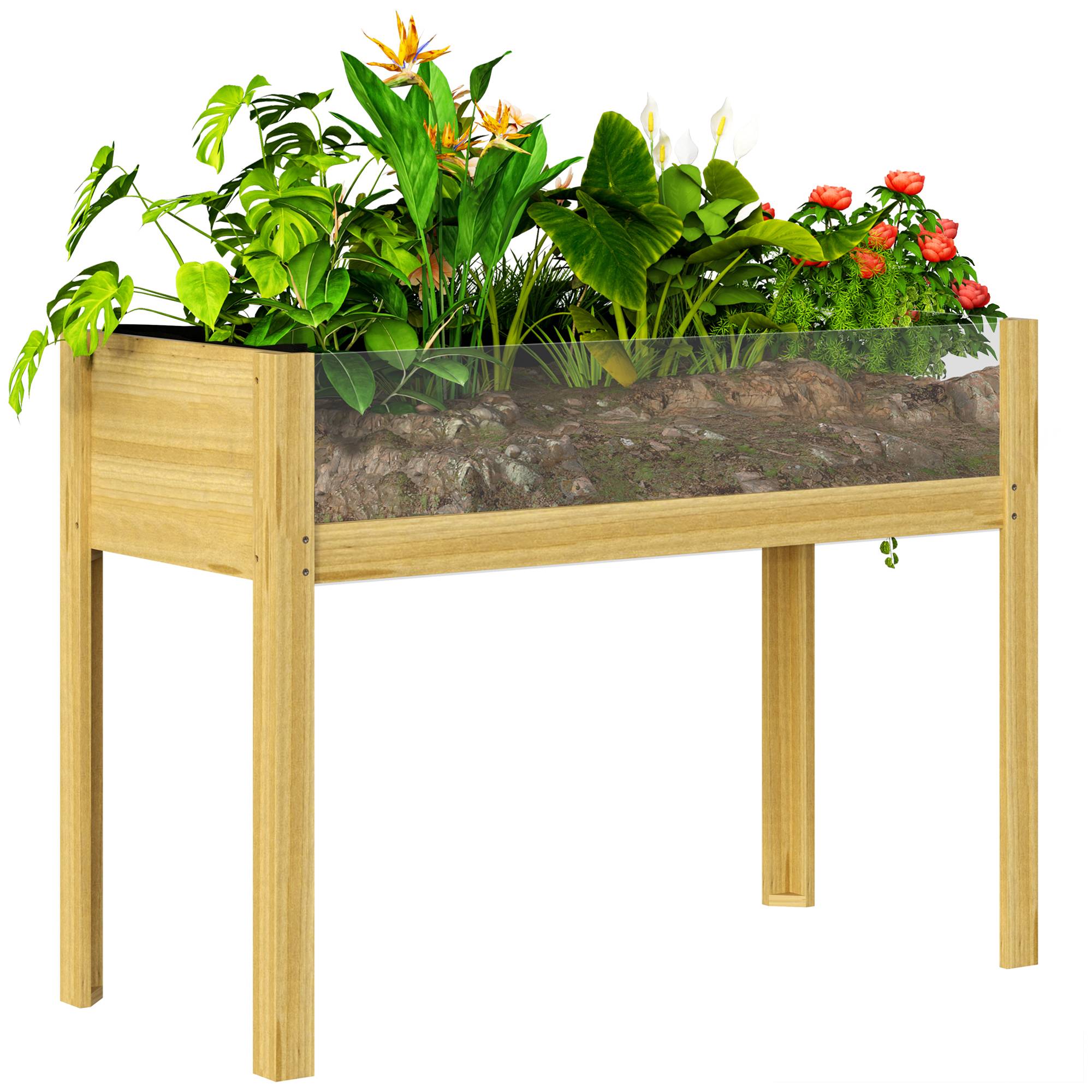 Carré potager sur pied bois naturel 110 x 50 x 80 cm - PANGIVO
