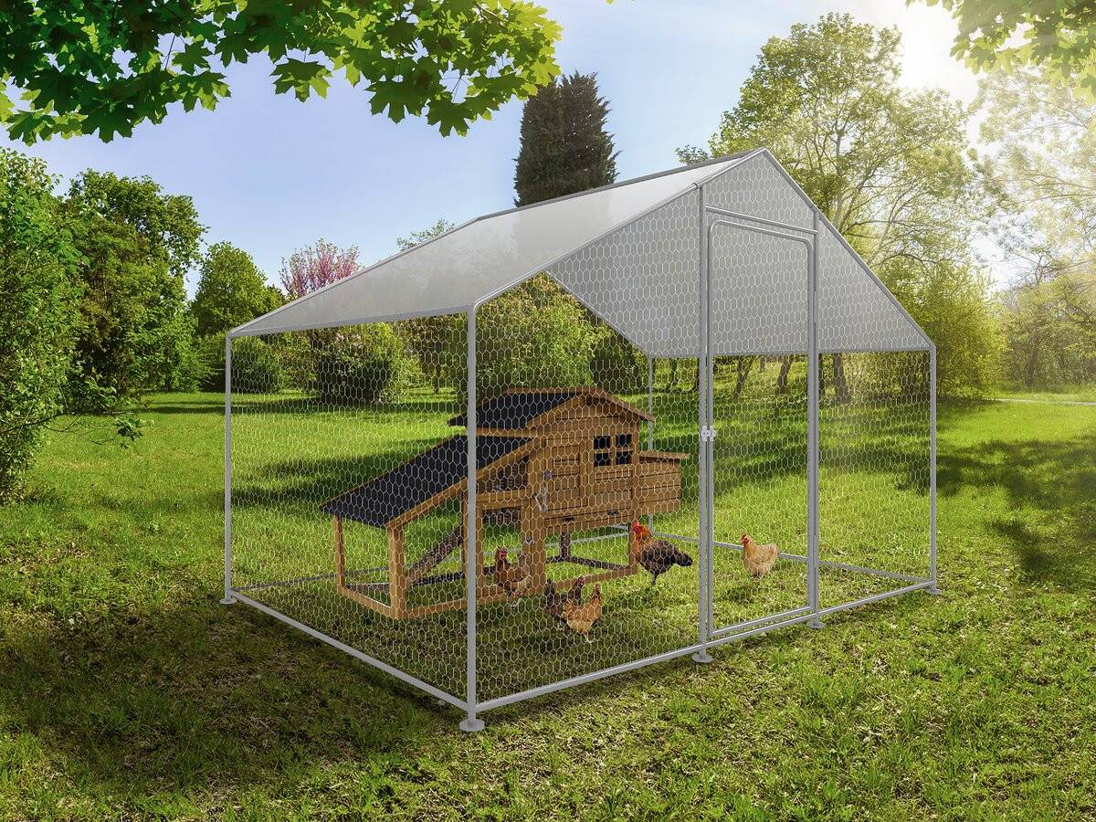 Enclos à Poules 6 M² Parc Grillagé 2 X 3 X 2 M Acier Galvanisé -habitat Et Jardin - Image 2