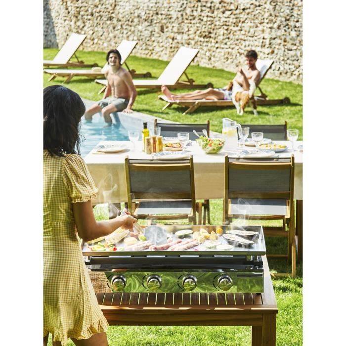 Plancha A Gaz - 4 Feux - Brasilia - Tout Inox - Surface Cuisson - Xxl - 84 X 34 Cm - Image 2