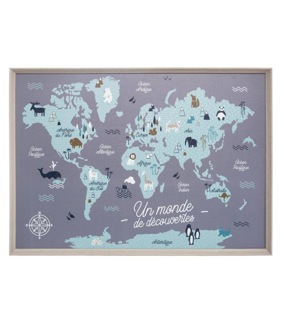 Atmosphera - Tableau Déco murale Carte du monde 50 x 70 cm - Image 1