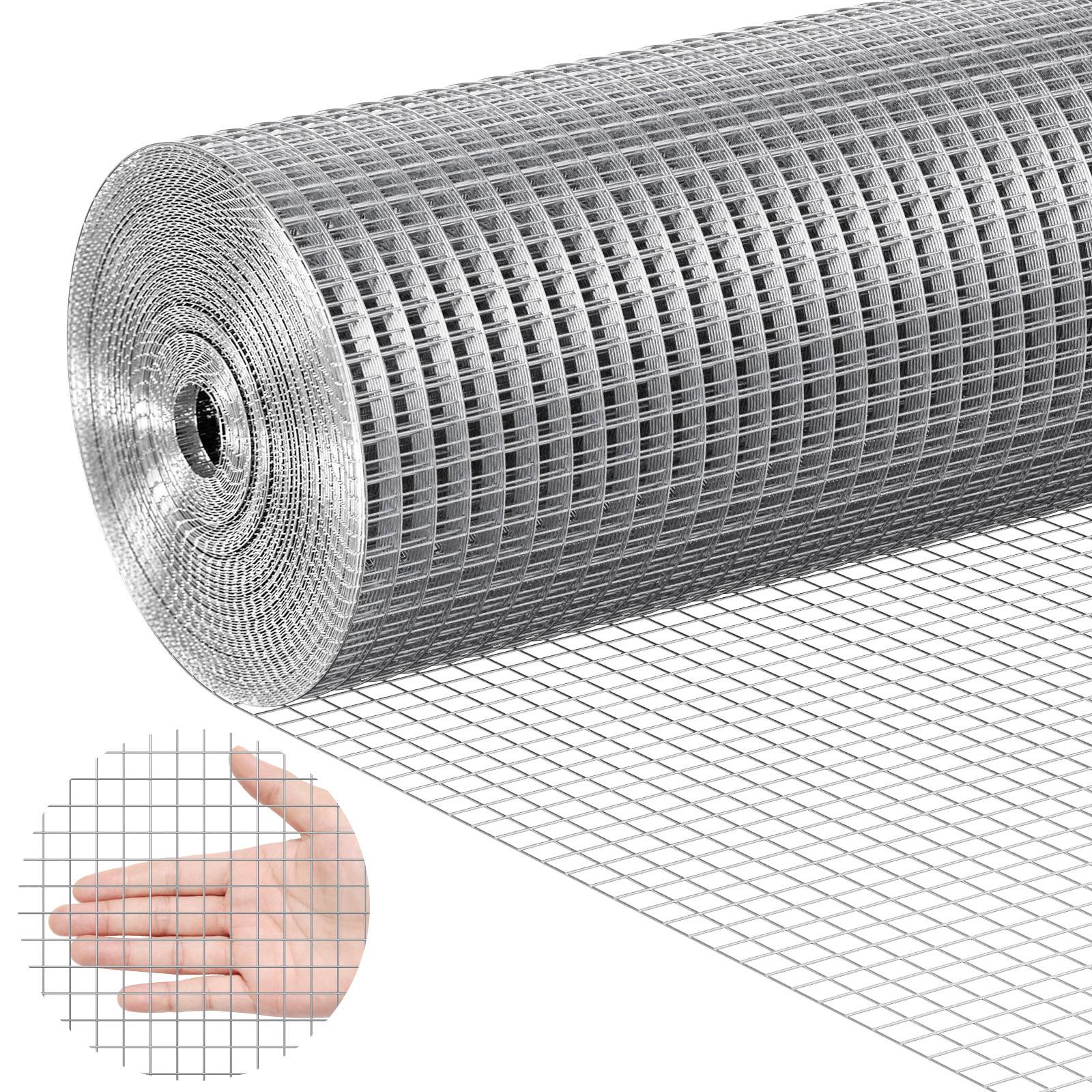 VEVOR Grillage métallique soudé 1220x30.48m galvanisé, maille 12.7x12.7mm, pour clôtures, cages à lapins et jardin. - Image 1