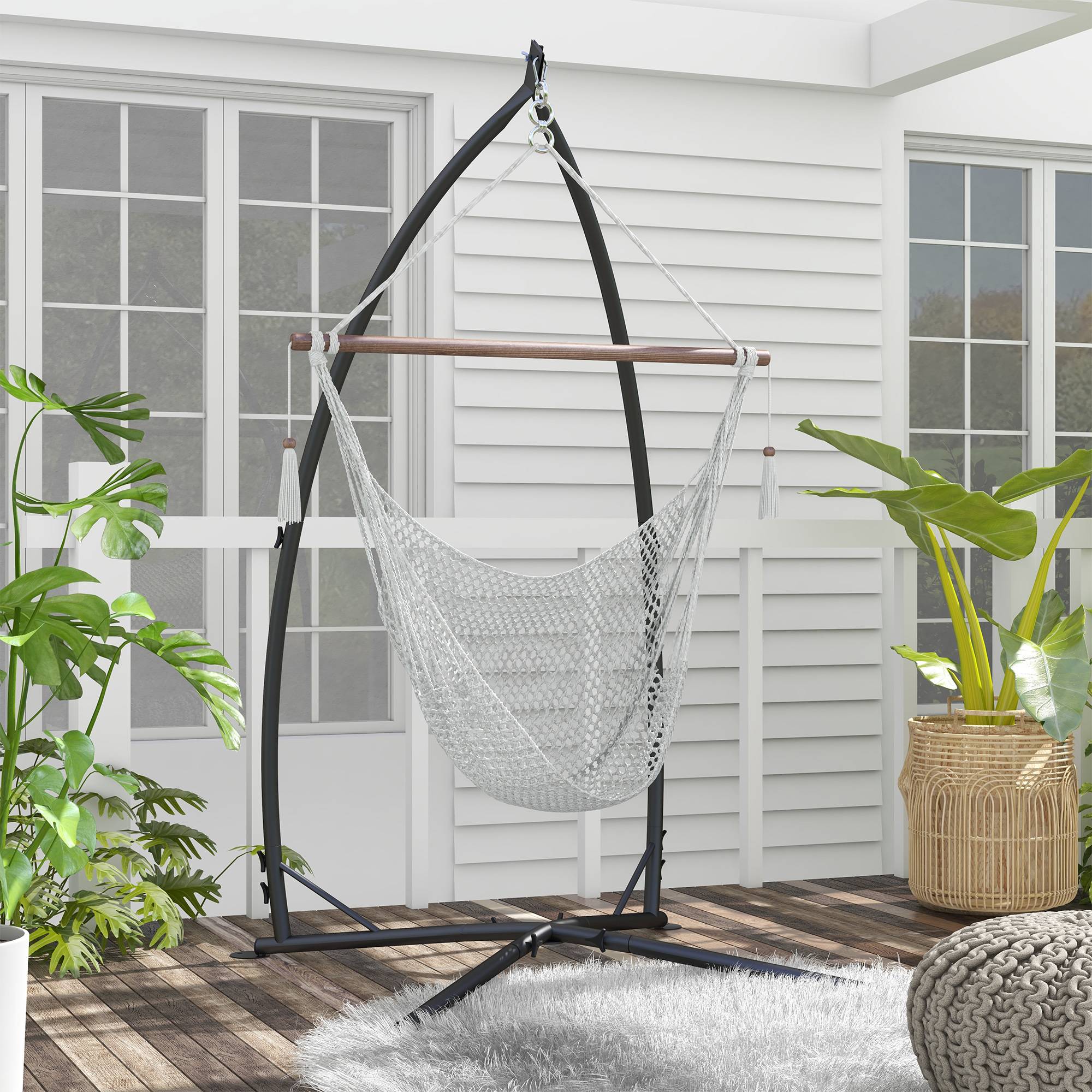 Support pour Fauteuil Suspendu - Pied Fauteuil Suspendu, hauteur 215 cm - Charge Max. recommandée 130 Kg, métal noir - Image 3