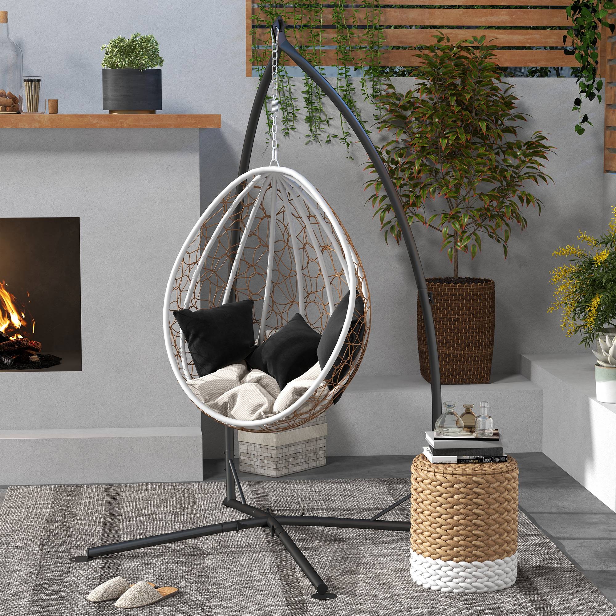 Support pour Fauteuil Suspendu - Pied Fauteuil Suspendu, hauteur 215 cm - Charge Max. recommandée 130 Kg, métal noir - Image 4
