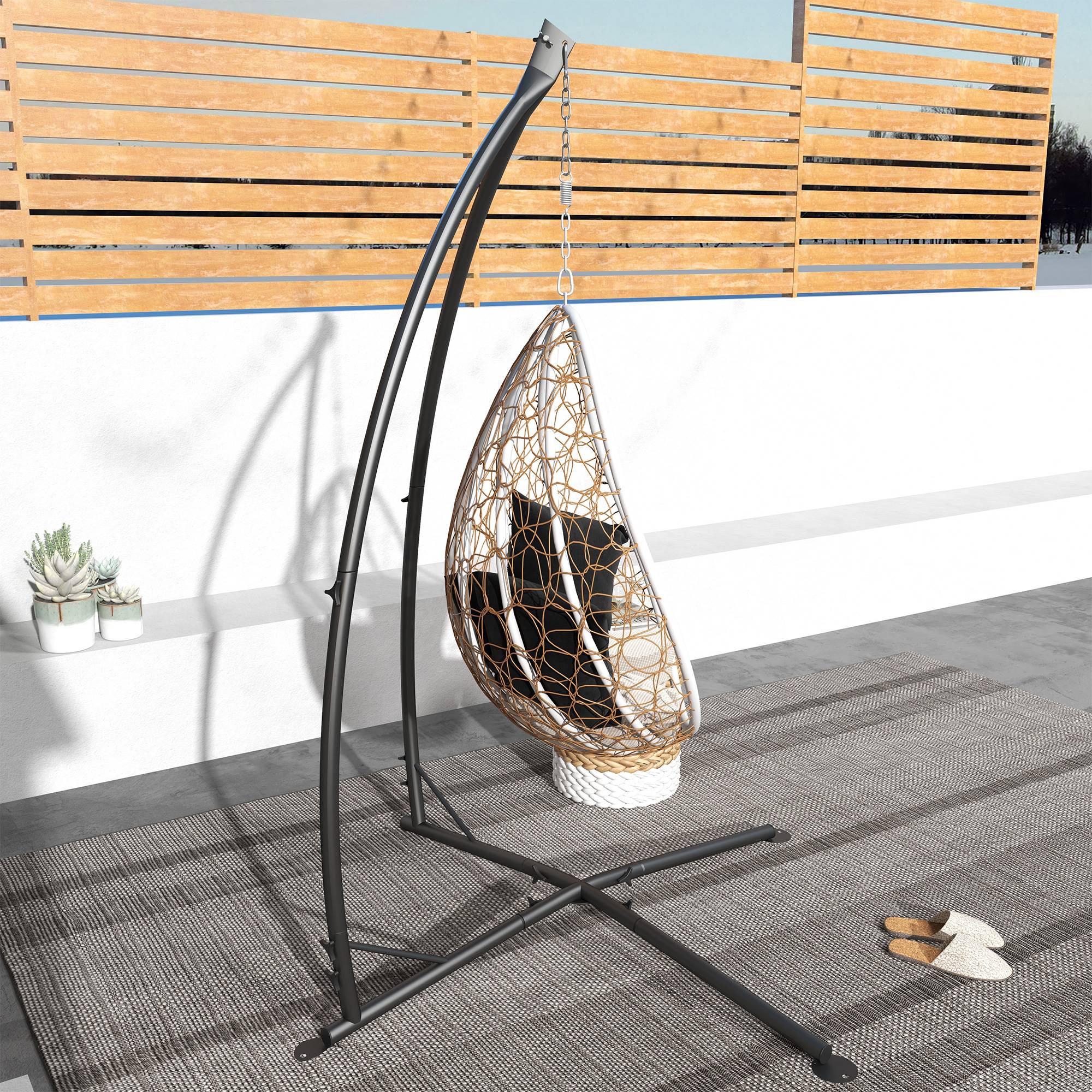 Support pour Fauteuil Suspendu - Pied Fauteuil Suspendu, hauteur 215 cm - Charge Max. recommandée 130 Kg, métal noir - Image 10