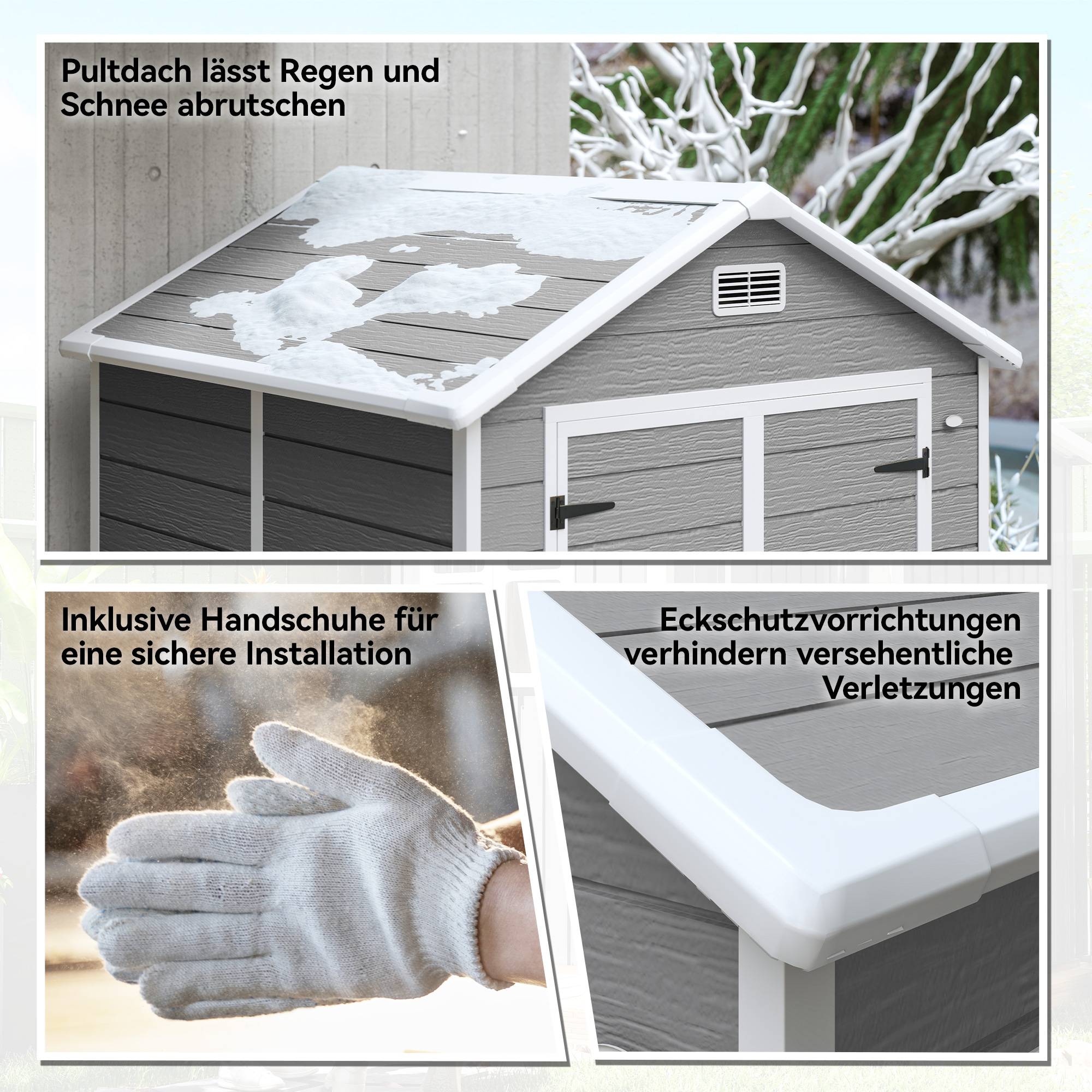 Abri de jardin polypropylène gris 182 x 151 x 219 cm - PANGIVO - Image 10
