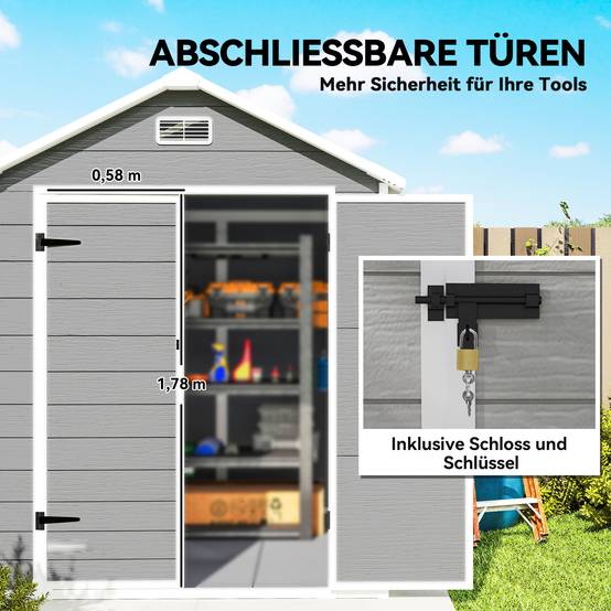 Abri de jardin polypropylène gris 182 x 151 x 219 cm - PANGIVO - Image 9