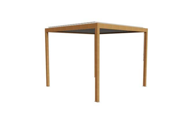 Pergola Bioclimatique Aluminium Autoportante Aspect Bois 3x3 Manuelle S ORIAL France - Image 6