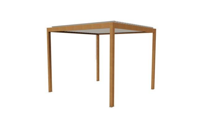 Pergola Bioclimatique Aluminium Autoportante Aspect Bois 3x3 Manuelle S ORIAL France - Image 7