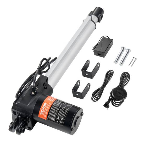 VEVOR Kit actionneur linéaire 250mm 24V, 25mm/s, 1000N, levage TV/table/canapé, IP44, adaptateur. - Image 1
