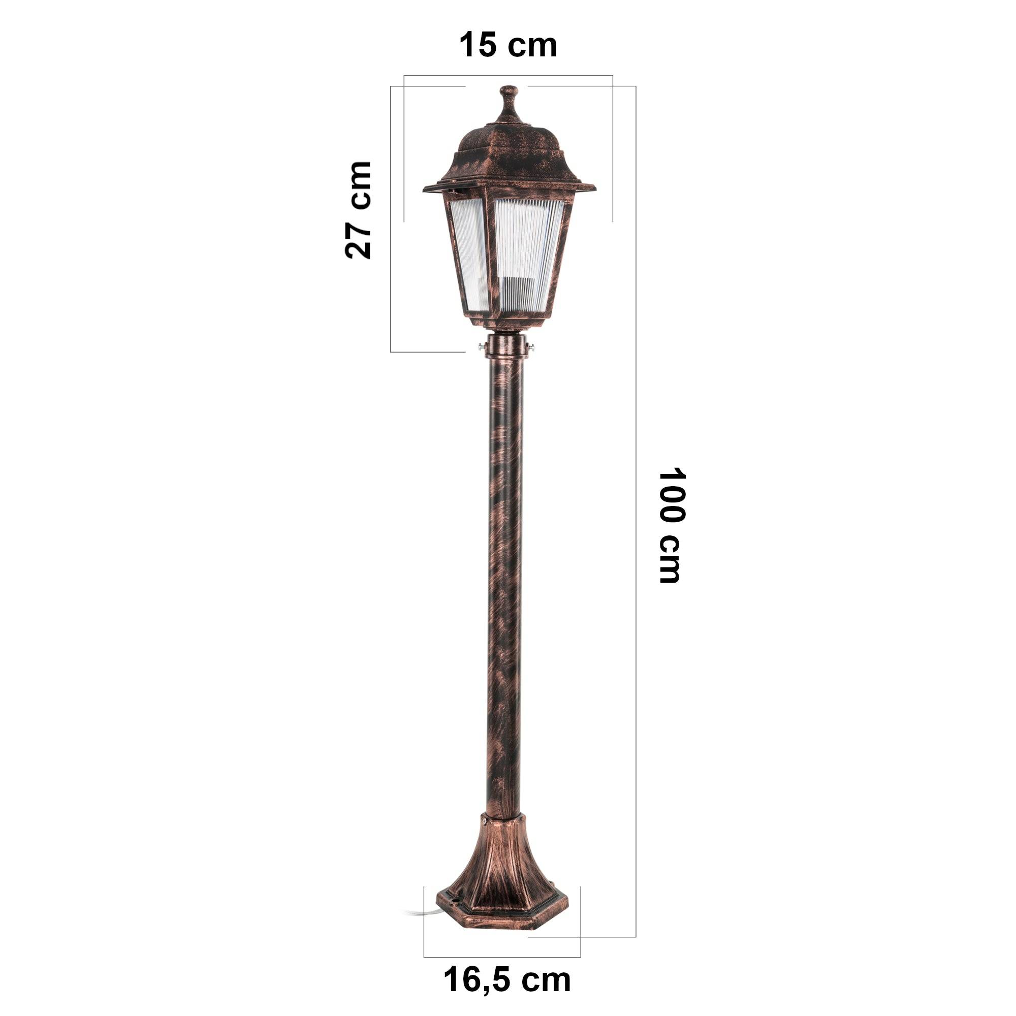 Helloshop26 - Lampadaire lampe lumière luminaire extérieur 100 cm E27 cuivre brossé - Image 3