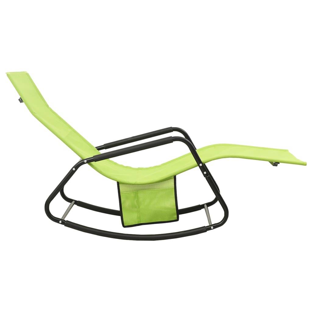 Helloshop26 - Transat chaise longue bain de soleil lit de jardin terrasse meuble d'extérieur acier et textilène vert - Image 3