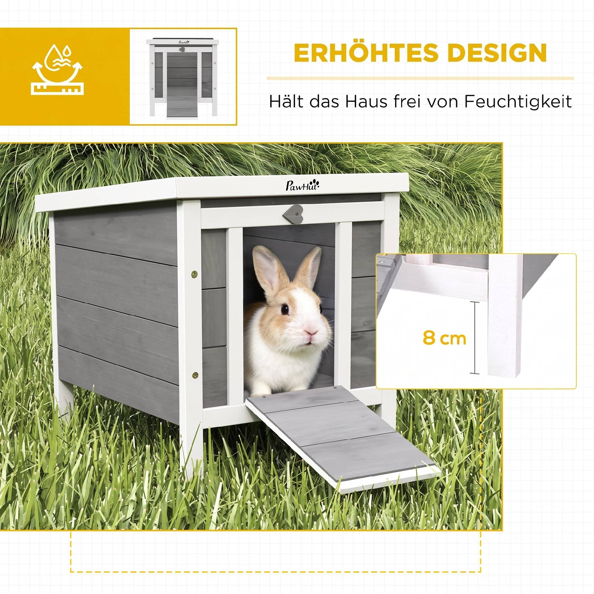 Maison petits animaux avec rampe, bois, gris - Image 7