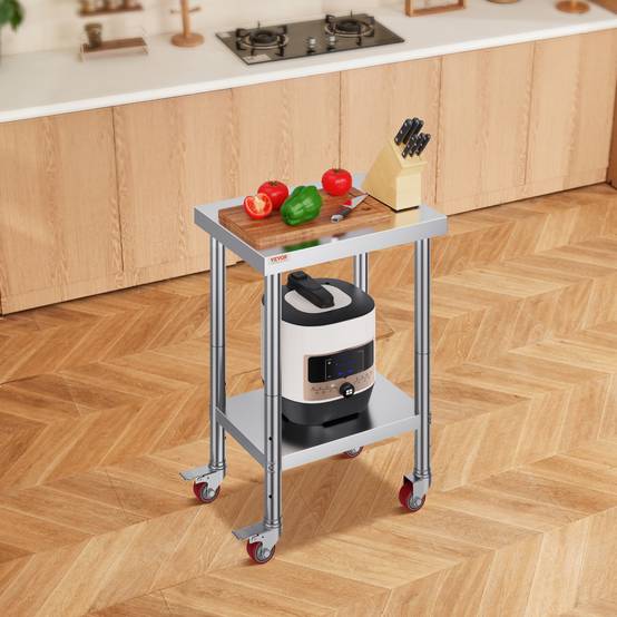 Vevor - VEVOR Table de travail cuisine inox 61x46x86 cm, roulettes freins, charge 100 kg, pour hôtels/restaurants - Image 8
