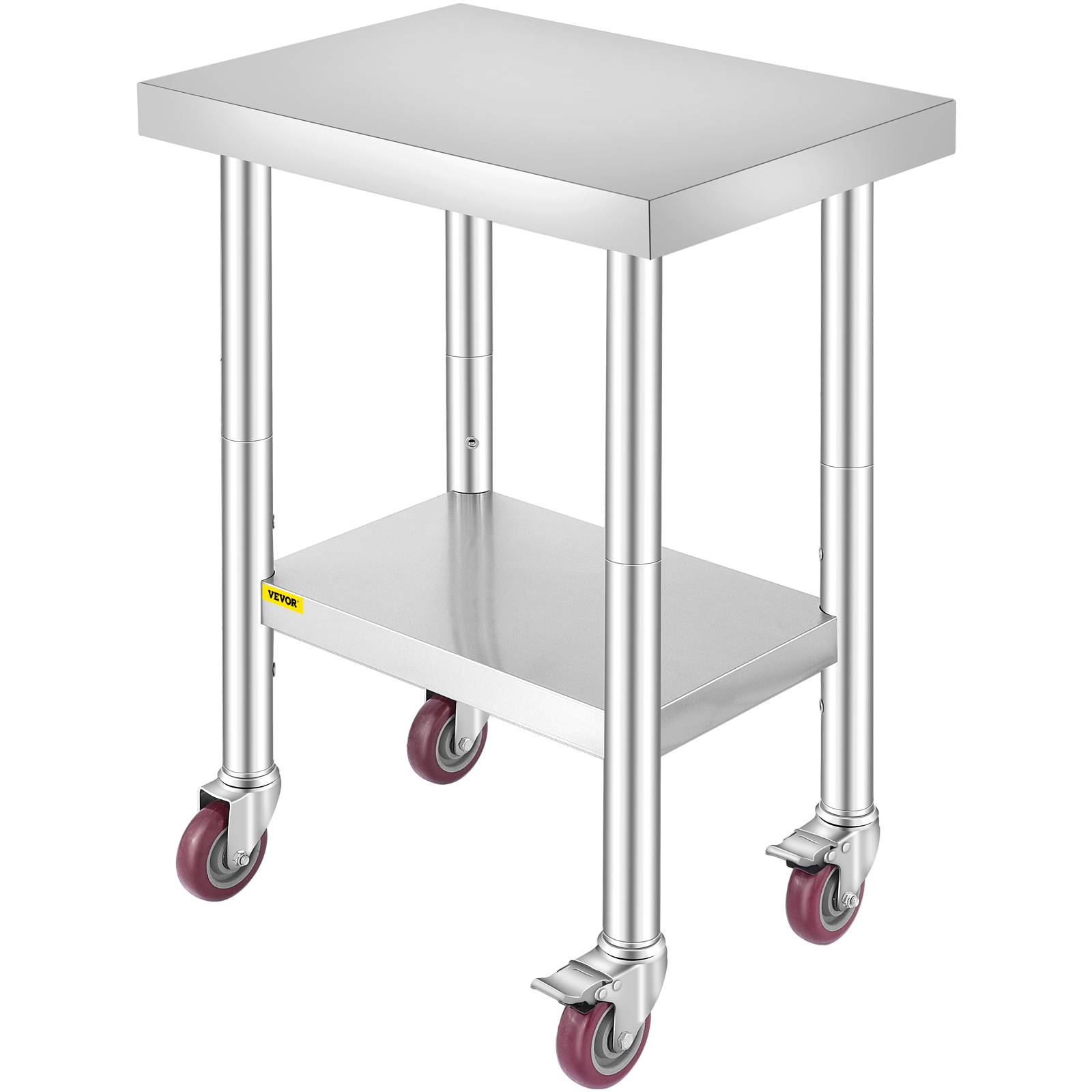 Vevor - VEVOR Table de travail cuisine inox 61x46x86 cm, roulettes freins, charge 100 kg, pour hôtels/restaurants - Image 1