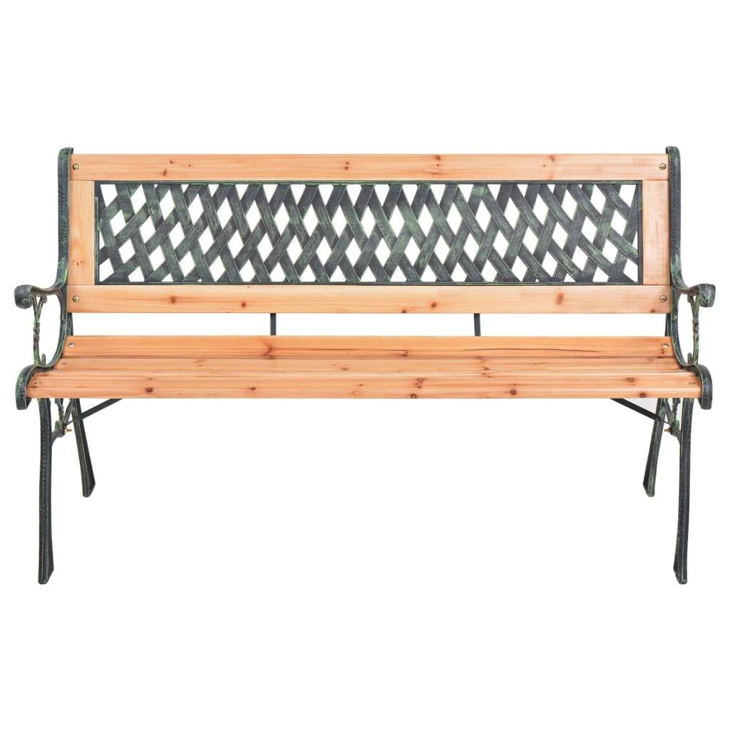 ComfortXL - Banc de jardin bois sapin massif et fonte aménagement extérieur détente 116cm brun - ComfortXL Outdoor Living - Image 2