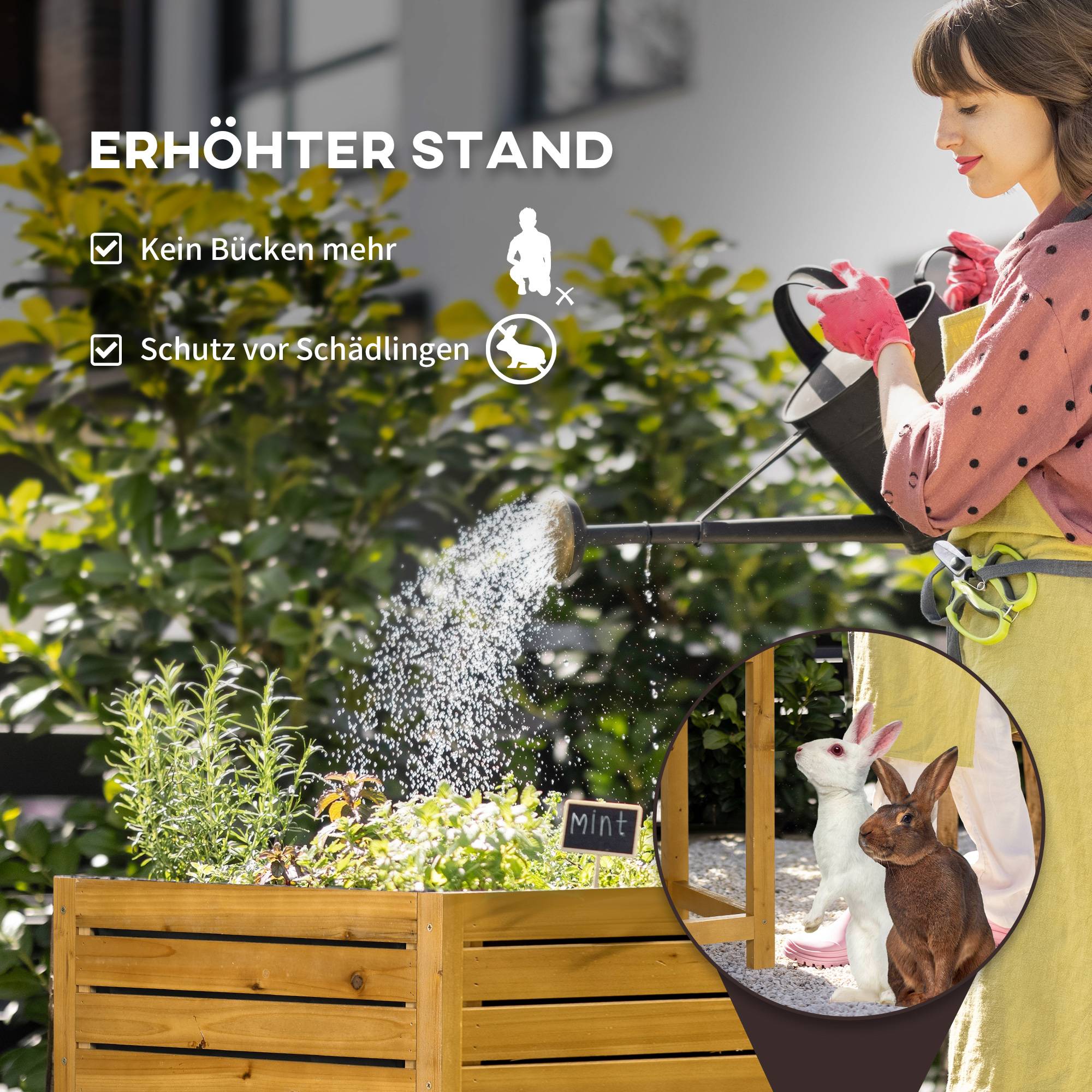 Carré Potager Sur Pieds Bois Massif Tablette Rabattable 64x63x74cm Marron - ComfortXL Outdoor Living - Image 6