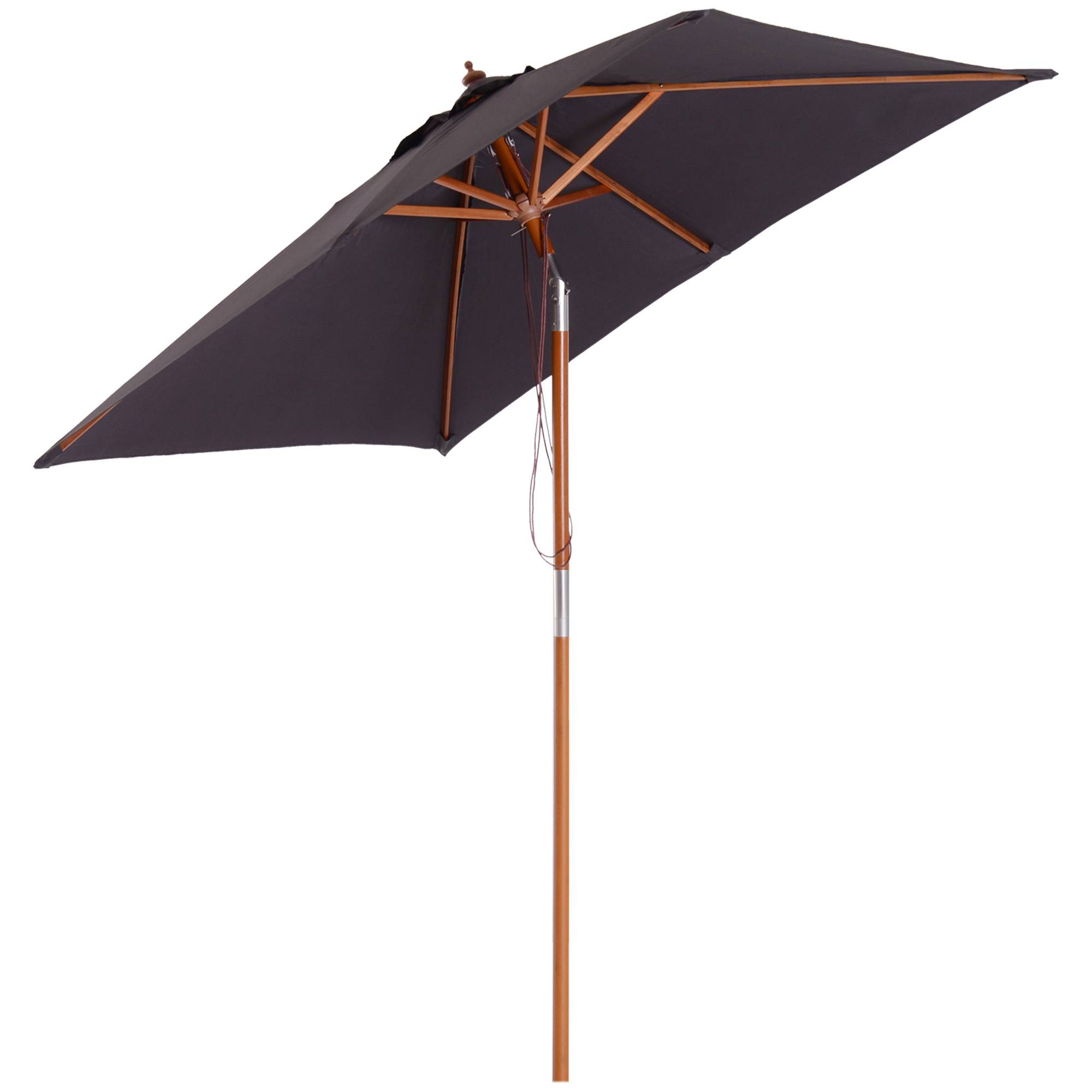 Parasol de jardin extérieur Parasol rectangulaire inclinable - 200x150x235cm Bois Gris foncé fr155 - Image 1