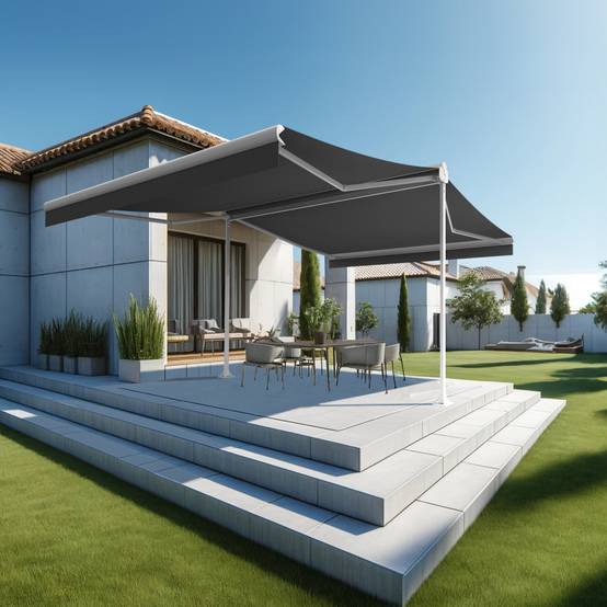 Intersun - Store banne double pente ENARGITE 4,00x2x3,00 M (Motorisé à Télécommande - Blanc - Gris Graphite) - INTERSUN - Image 2