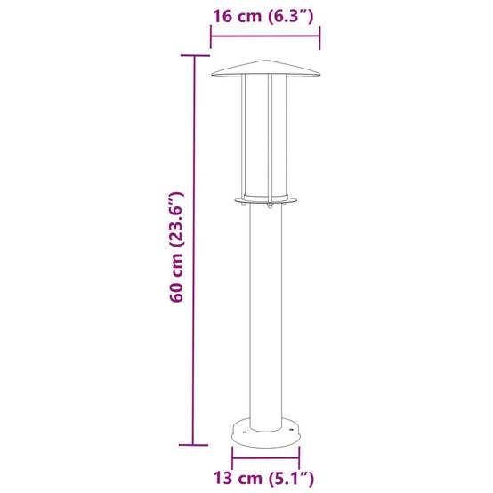 3 pcs Lampadaires de jardin - Lampadaires d'extérieur argenté 60 cm acier inoxydable - Image 7