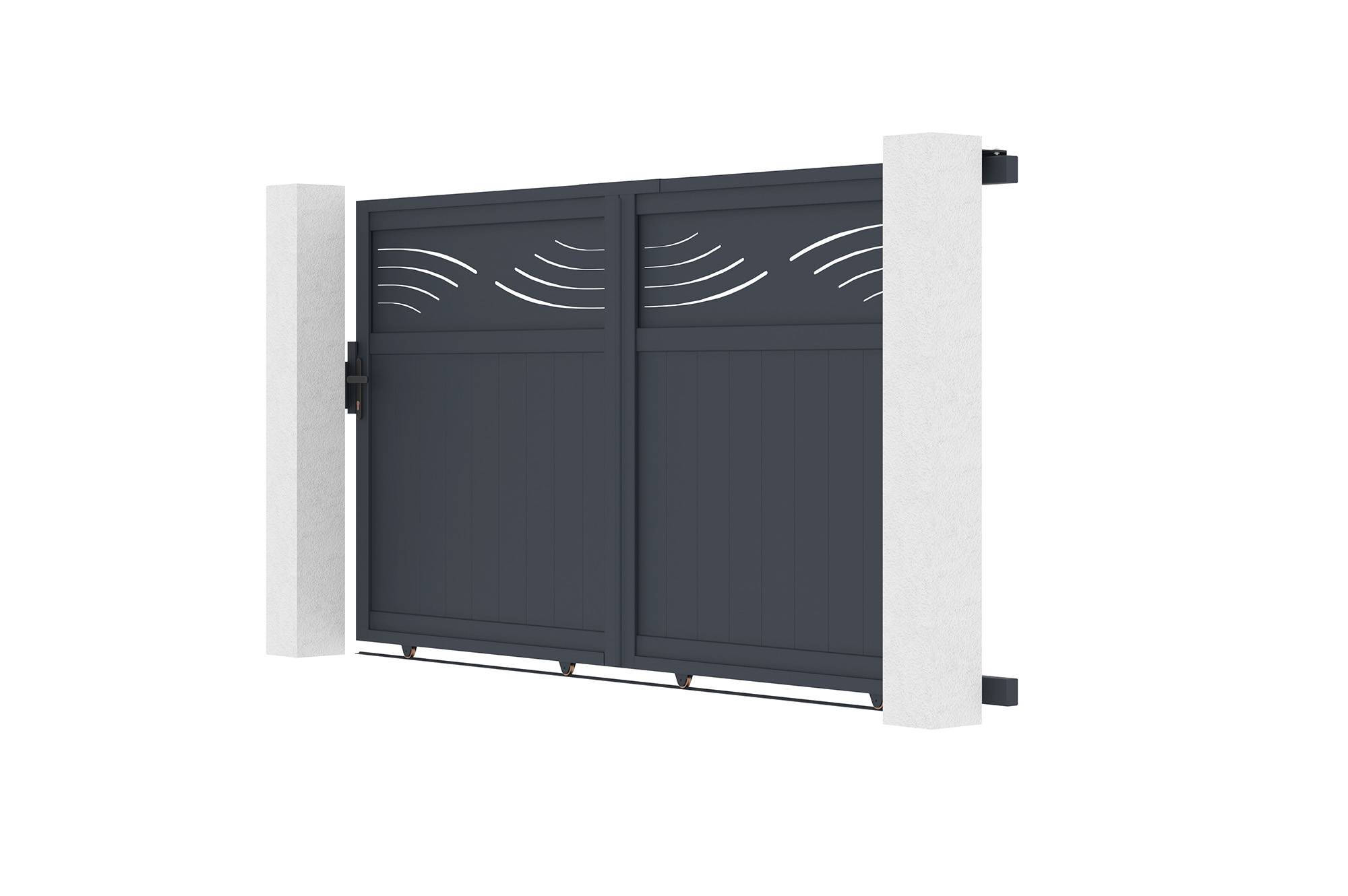CASANOOV - Portail coulissant 3m HALTI H.160cm aluminium gris + 2 poteaux ELDA 15x15cm + motorisation Ranger C300 - Image 8