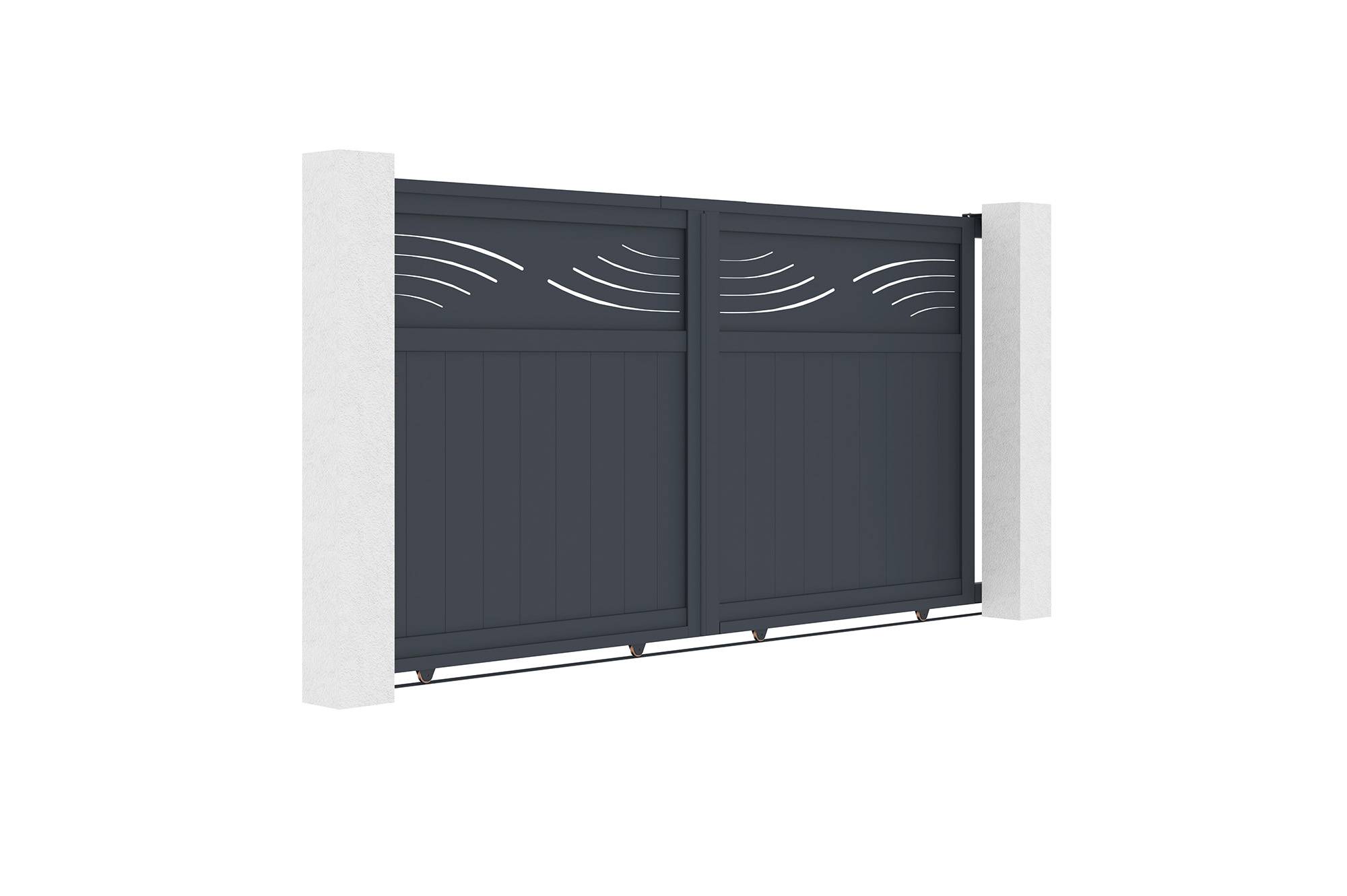 CASANOOV - Portail coulissant 3m HALTI H.160cm aluminium gris + 2 poteaux ELDA 15x15cm + motorisation Ranger C300 - Image 7