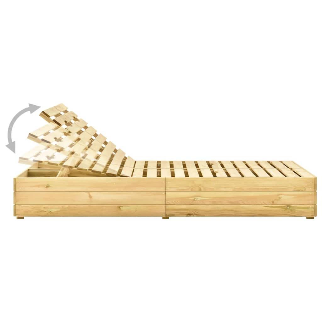 Helloshop26 - Transat chaise longue bain de soleil lit de jardin terrasse meuble d'extérieur double 198 x 135 x (30-75) cm bois de pin imprégné de vert - Image 4