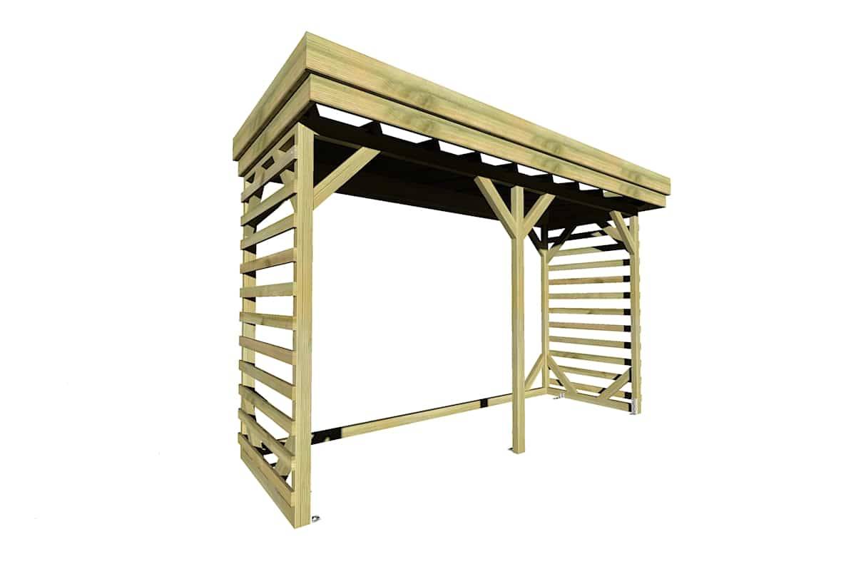 Abri Français - ABRI Bûches en Bois - 4,1m2 - 3,15x1,31m - Pin Sylvestre traité Autoclave - Surface Int : 2,8m2 / 4 stères / Abri Français - Image 1