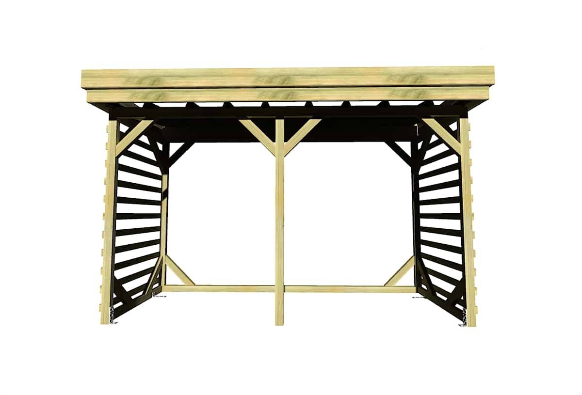 Abri Français - ABRI Bûches en Bois - 4,1m2 - 3,15x1,31m - Pin Sylvestre traité Autoclave - Surface Int : 2,8m2 / 4 stères / Abri Français - Image 2