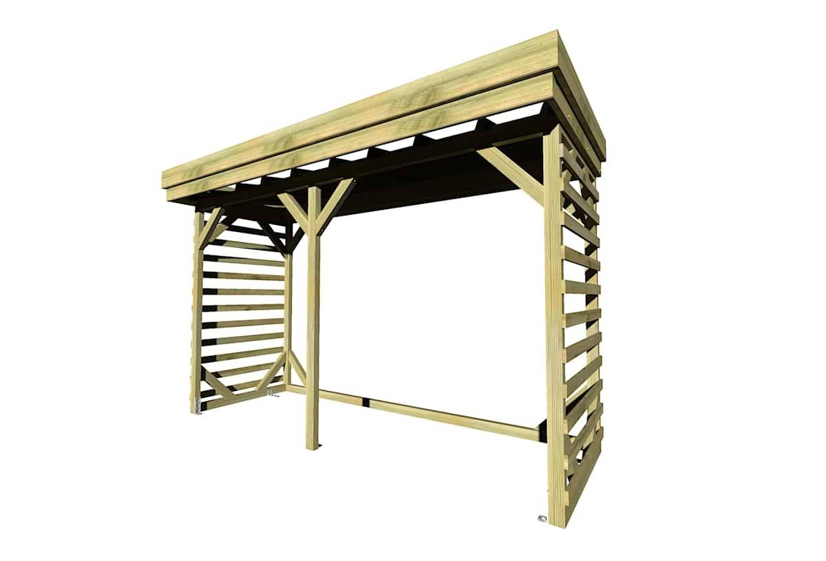 Abri Français - ABRI Bûches en Bois - 4,1m2 - 3,15x1,31m - Pin Sylvestre traité Autoclave - Surface Int : 2,8m2 / 4 stères / Abri Français - Image 3