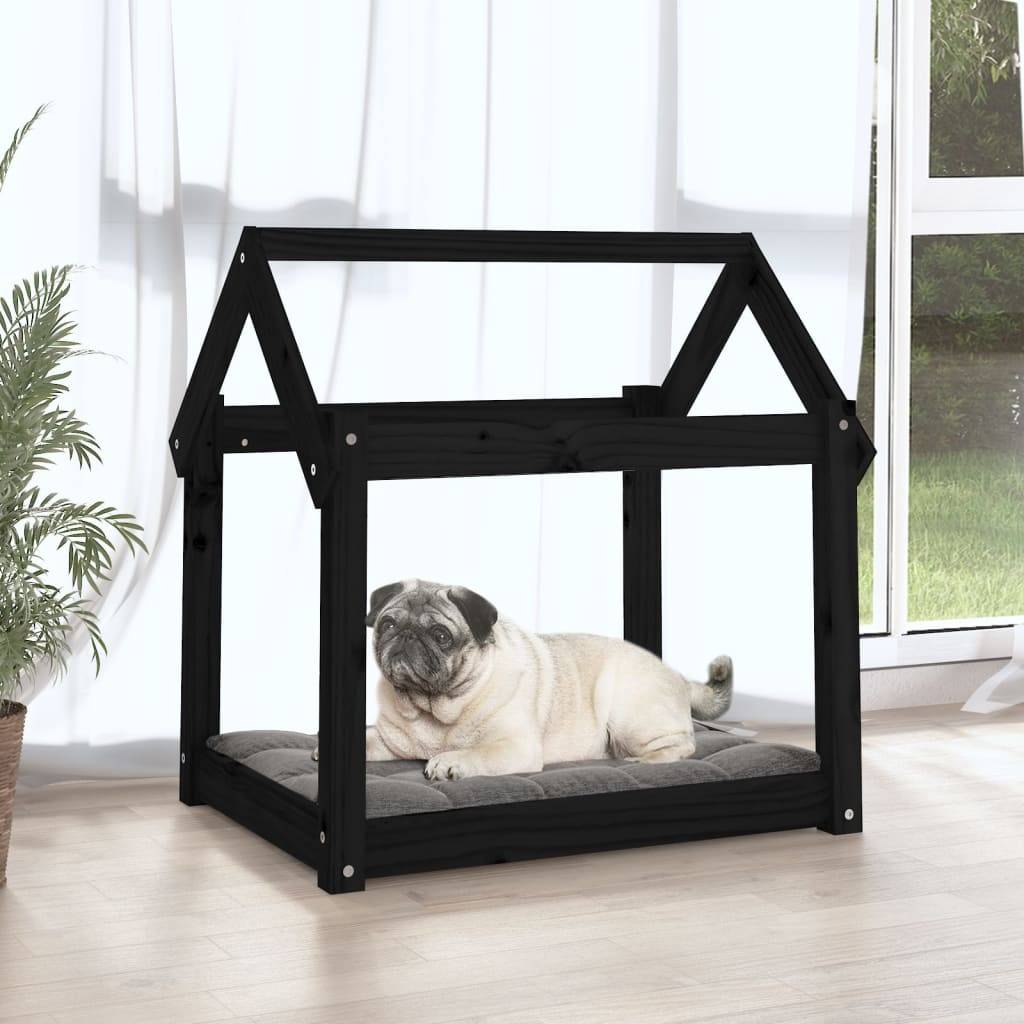 Vidaxl - Lit pour chien Noir 71x55x70 cm Bois de pin solide vidaXL 822206 - Image 4