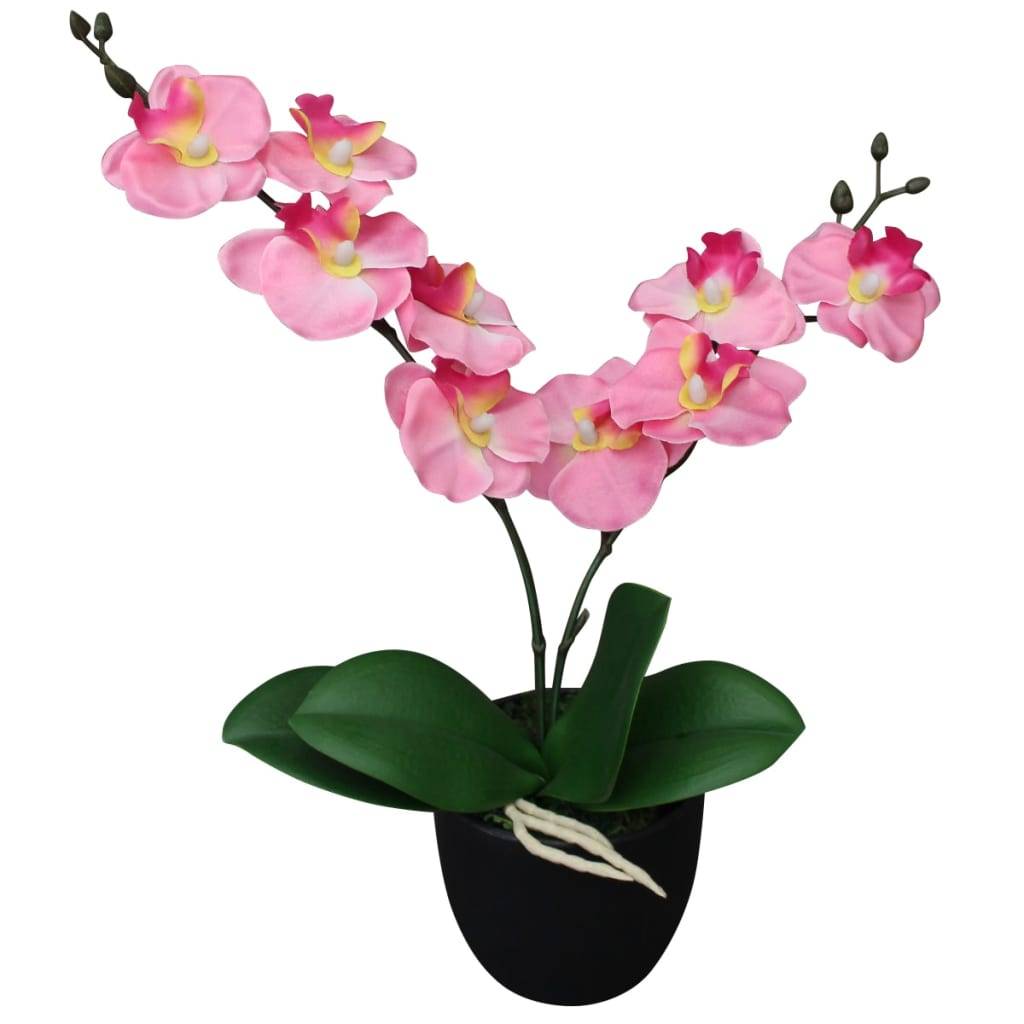 Plante artificielle orchidée polyester et plastique rose 9.5 x 9.5 x 30 cm - PANGIVO - Image 1