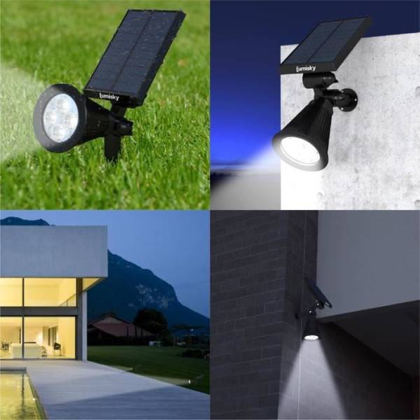 Lumisky - Spot solaire extérieur étanche - LUMISKY - 4 LEDs blanches - 200 Lm - Tete pivotante a 90°C - Image 2