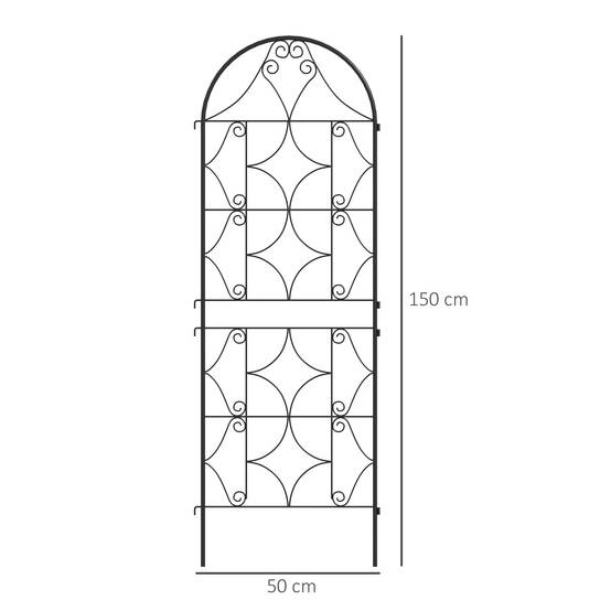Lot 2 Treillis Métal Jardin Tuteur pour Plantes Grimpantes 50x150cm Noir - ComfortXL Outdoor Living - Image 3