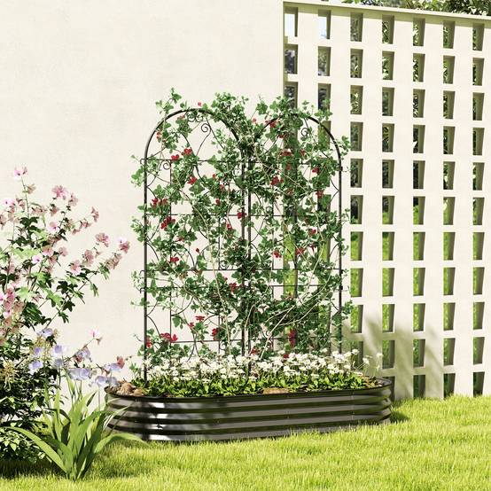 Lot 2 Treillis Métal Jardin Tuteur pour Plantes Grimpantes 50x150cm Noir - ComfortXL Outdoor Living - Image 1