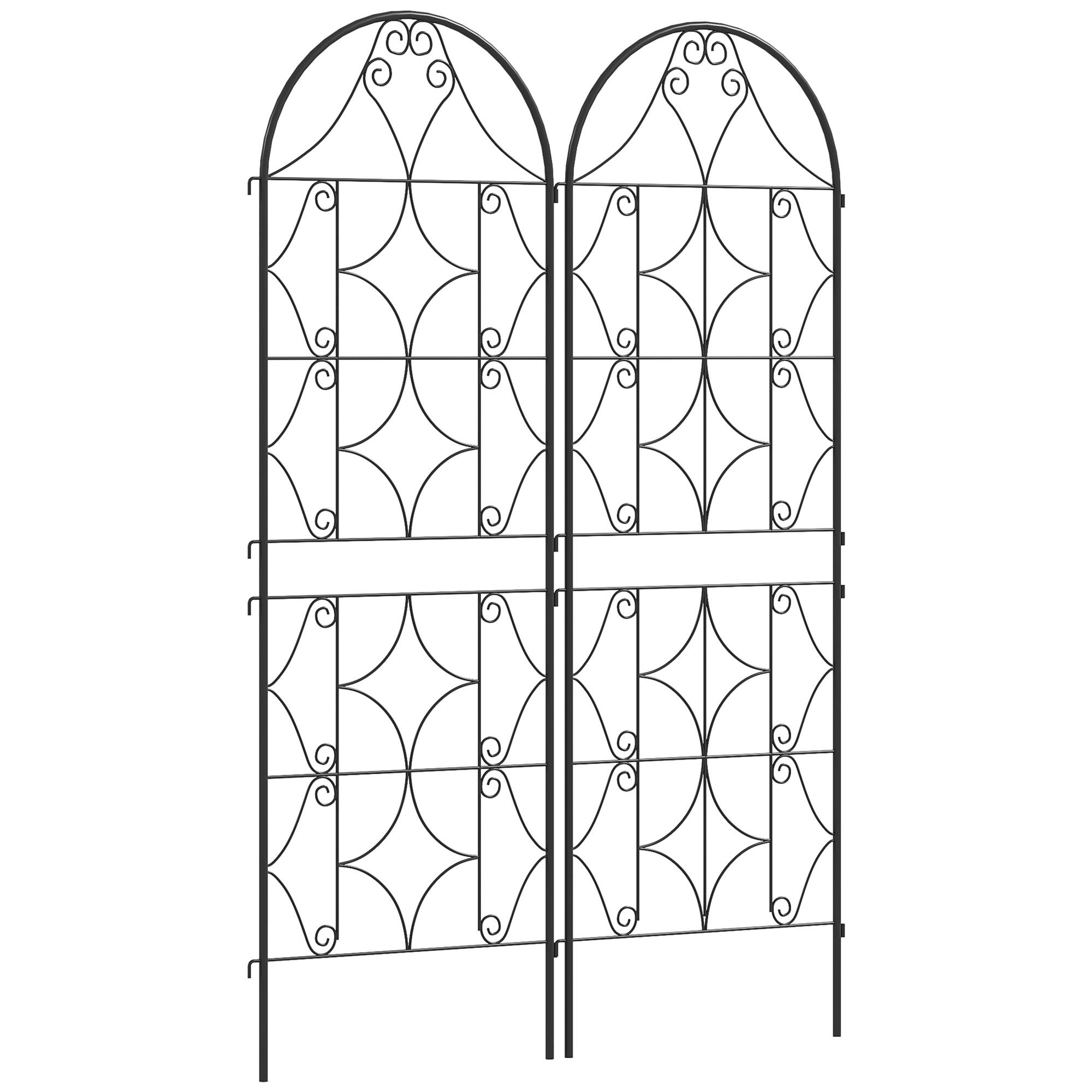 Lot 2 Treillis Métal Jardin Tuteur pour Plantes Grimpantes 50x150cm Noir - ComfortXL Outdoor Living - Image 2